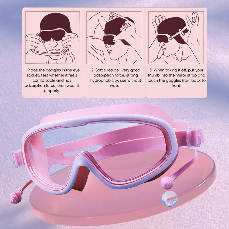 HD large frame waterproof and anti-fog swim goggles