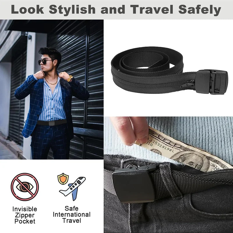 Anti-theft belt with hidden wallet