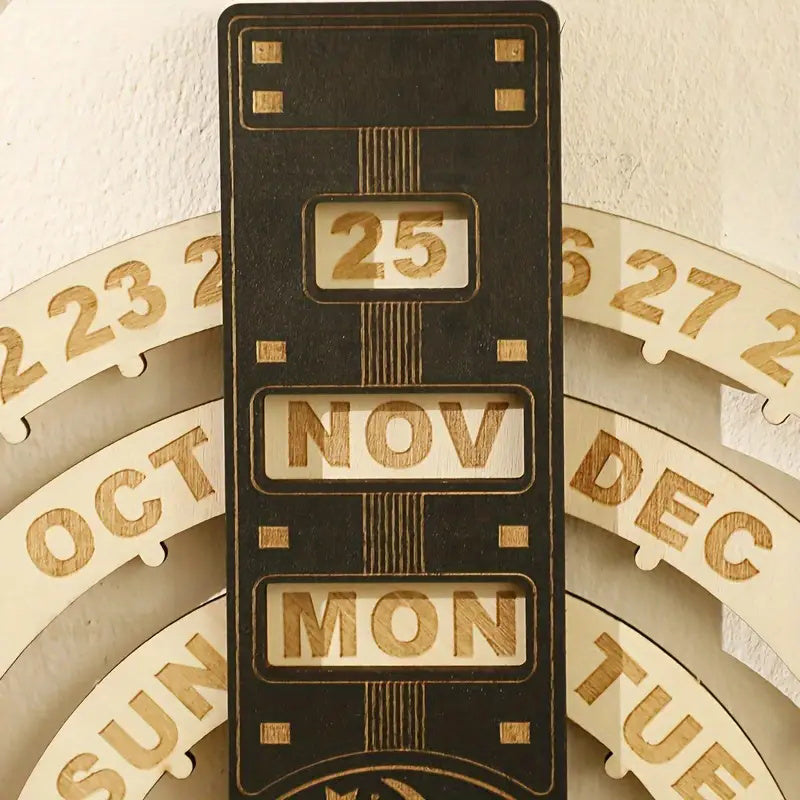 Wood Rotating Circular Perpetual Calendar