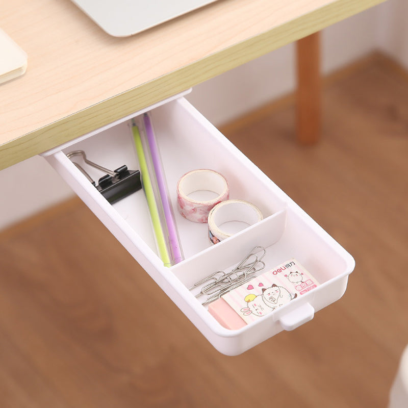 Concealed Under-Desk Storage Drawer with Push-to-Close Design