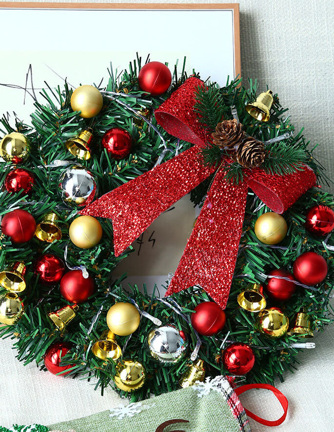 Christmas Wreath Branches Bells Christmas Lights String Decoration Lights