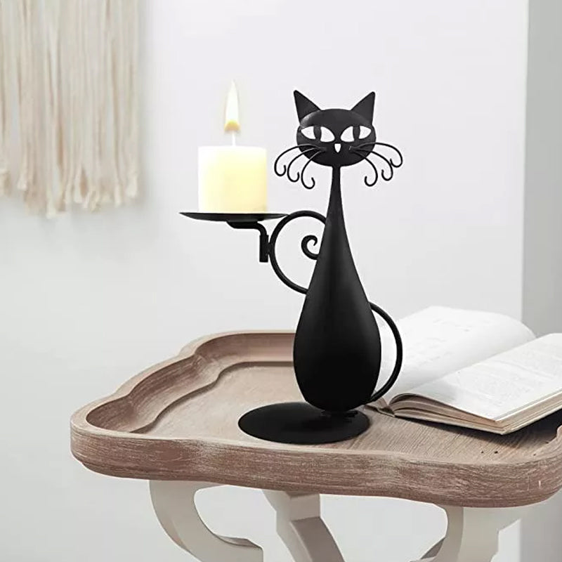 Candle holder black cat
