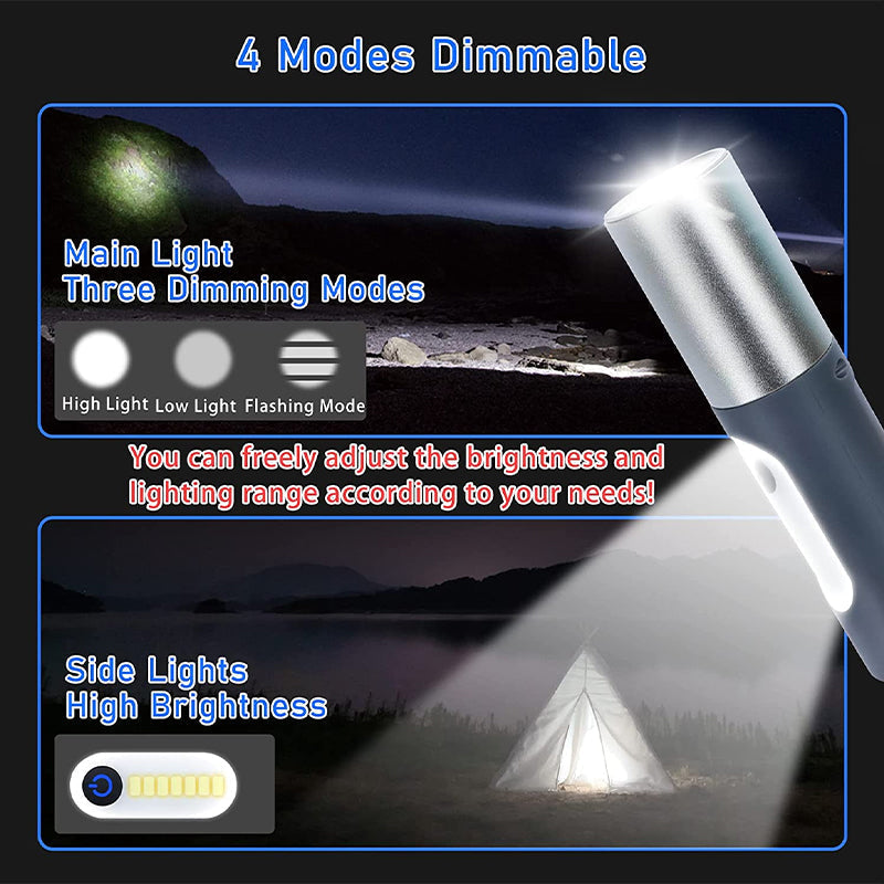 Rechargeable LED Flashlight with 750-Lumen Output and 200 m Range