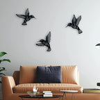 Set of 3 Metal Hummingbird Wall Art Decoration