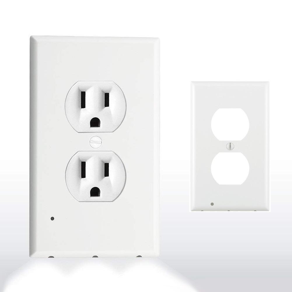 Outlet wall plate with LED night lights