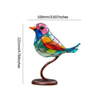 Bird on Branch Metal Painted Desktop Ornament