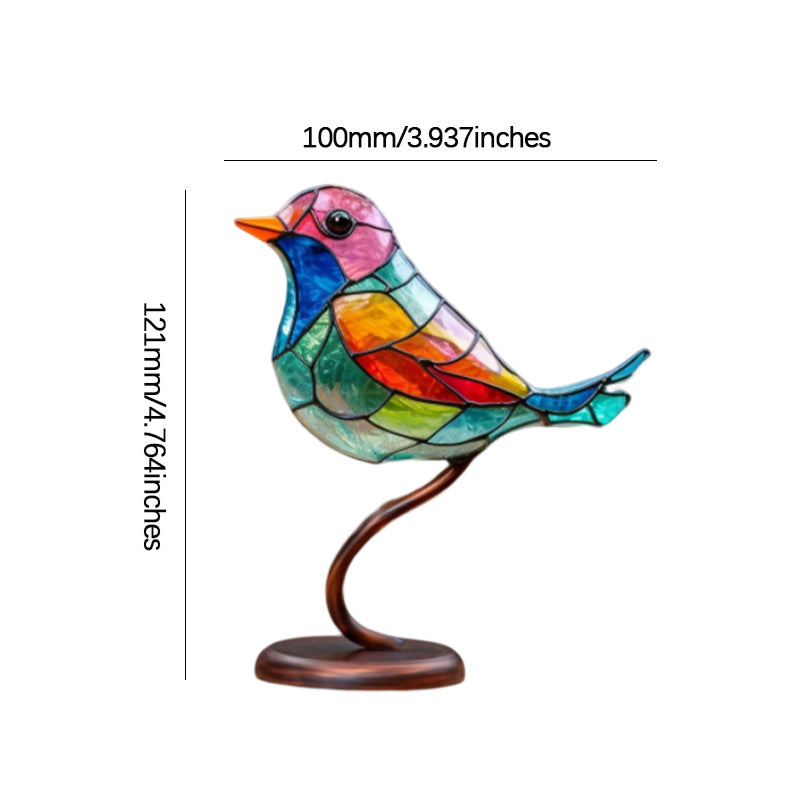 Bird on Branch Metal Painted Desktop Ornament