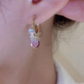 Gold Glitter Colorful Zircon Earrings