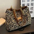 Ladies Handbag Leopard Print One Size Faux Leather