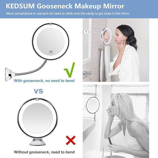 10x magnification LED illuminated makeup mirror