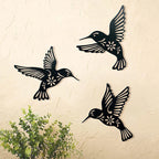 Set of 3 Metal Hummingbird Wall Art Decoration