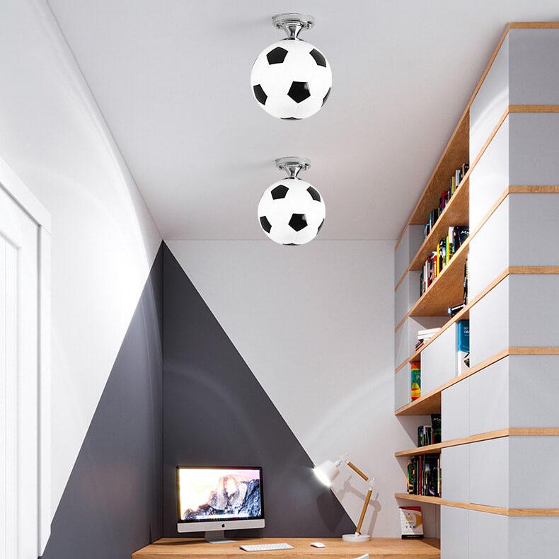 SportLume Creative Ceiling Light | Basketball & Football Design | Semi-Mount | Glass Lamp