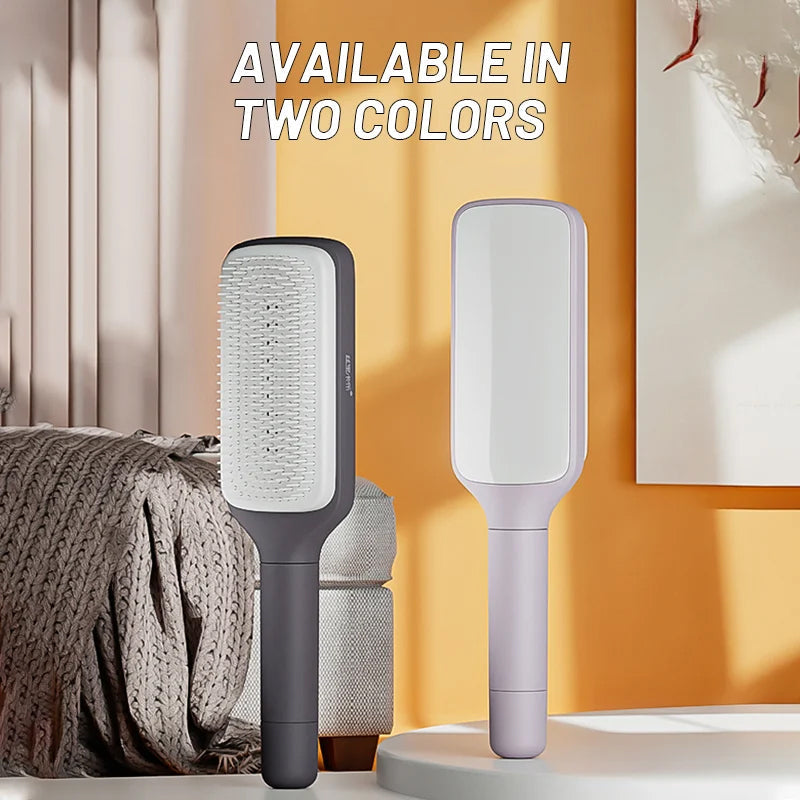 Self-cleaning anti-static massage comb