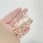 Crystal Lotus Three Ring Earrings