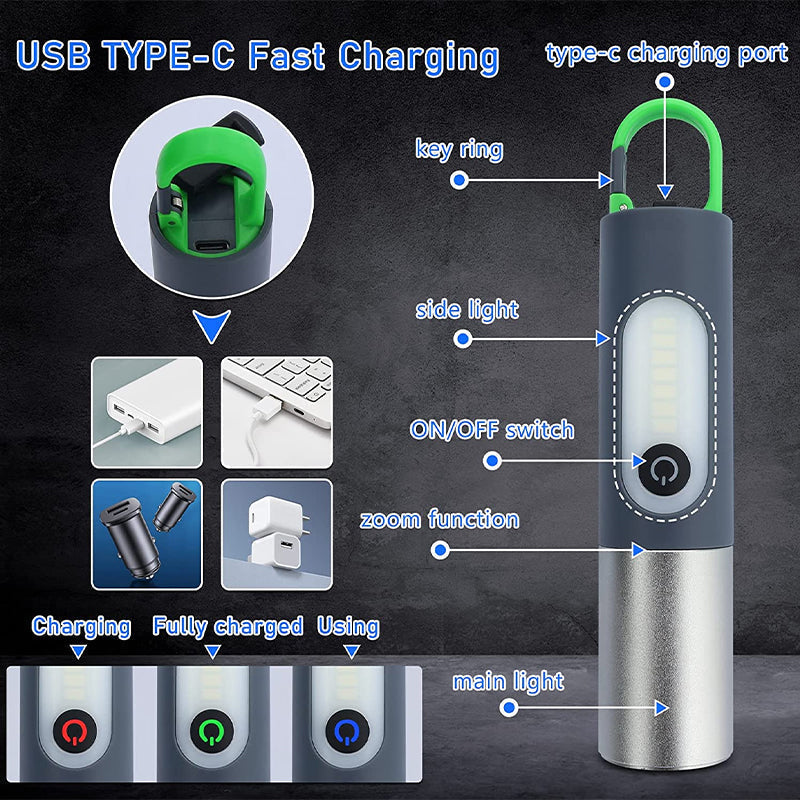 Rechargeable LED Flashlight with 750-Lumen Output and 200 m Range