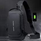 Theft-proof shoulder bag with USB charging port