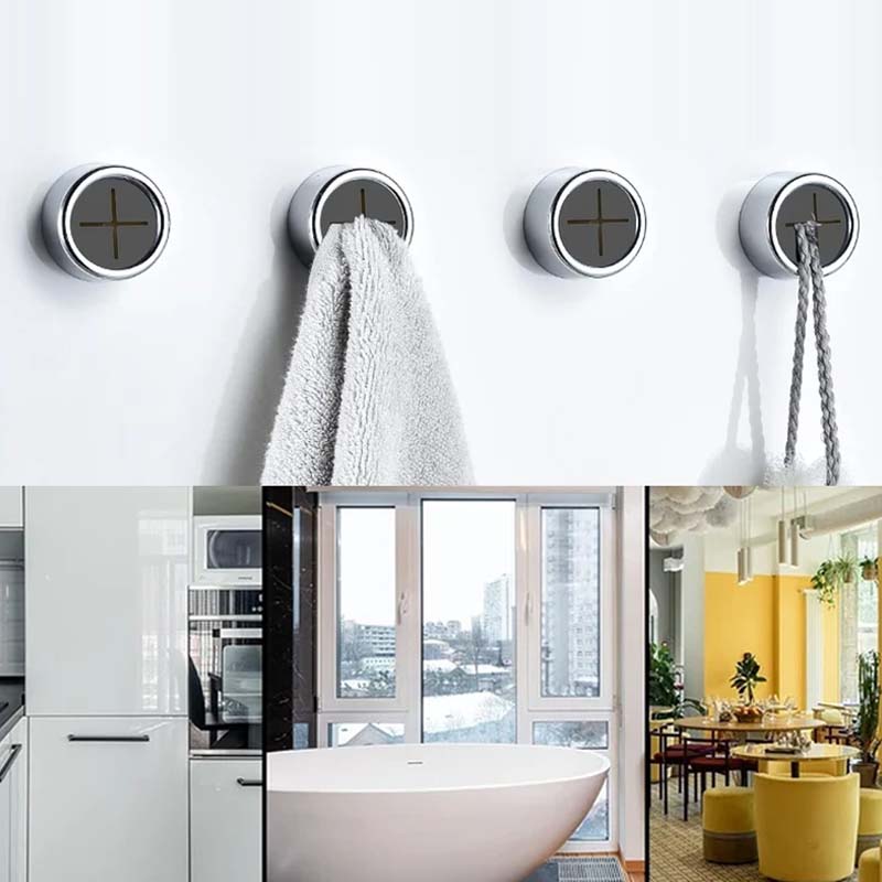 Round self-adhesive towel hooks for the kitchen