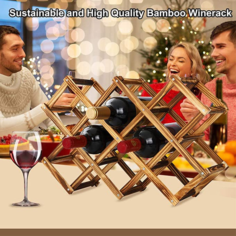 Folding Freestanding Wooden Wine Rack