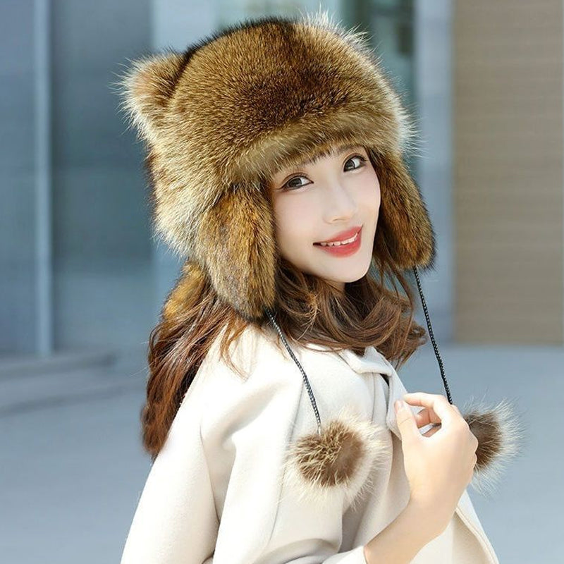 Sweet Faux Fur Raccoon Tail Parent-Child Plush Hat