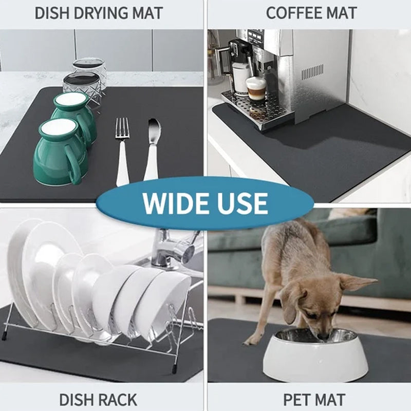 Kitchen superabsorbent drying mat