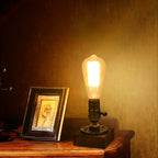 Vintage Industrial Iron Light Bulb 1-Light Table Lamp