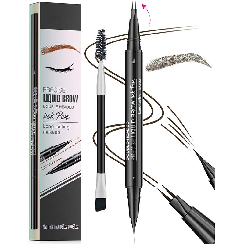 2-in-1 Dual-Ended Eyebrow Pencil with Micro-Fork Tip Applicator and Precise Brush Tip