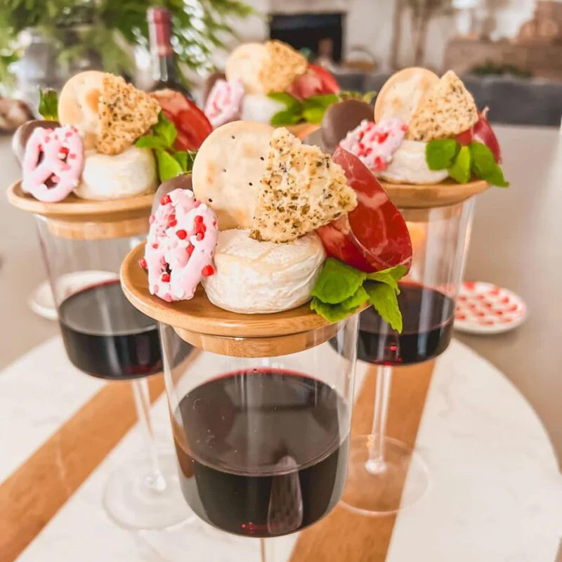 Wine glass for sausage platter