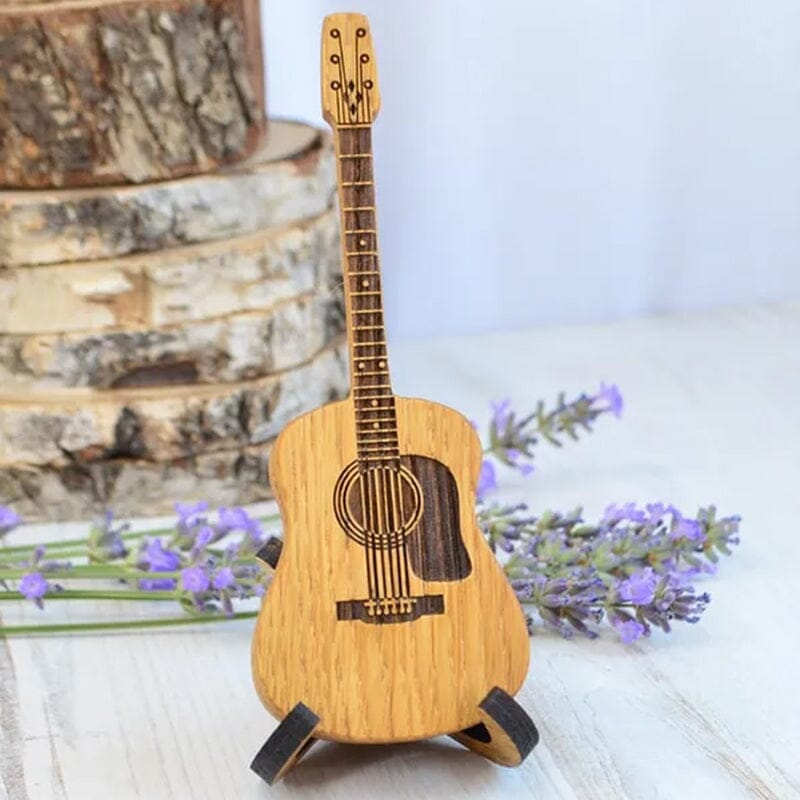 Wooden box for acoustic guitar accessories