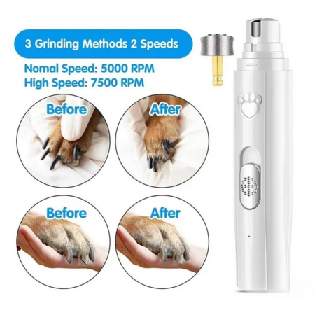 Rechargeable Electric Dog Nail Grinder with Polisher Wheel for Small and Large Pets