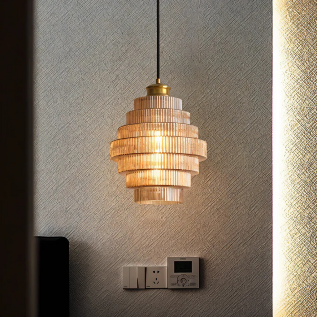 Retro Glass and Brass Pendant Lamp for Living Room or Dining Table