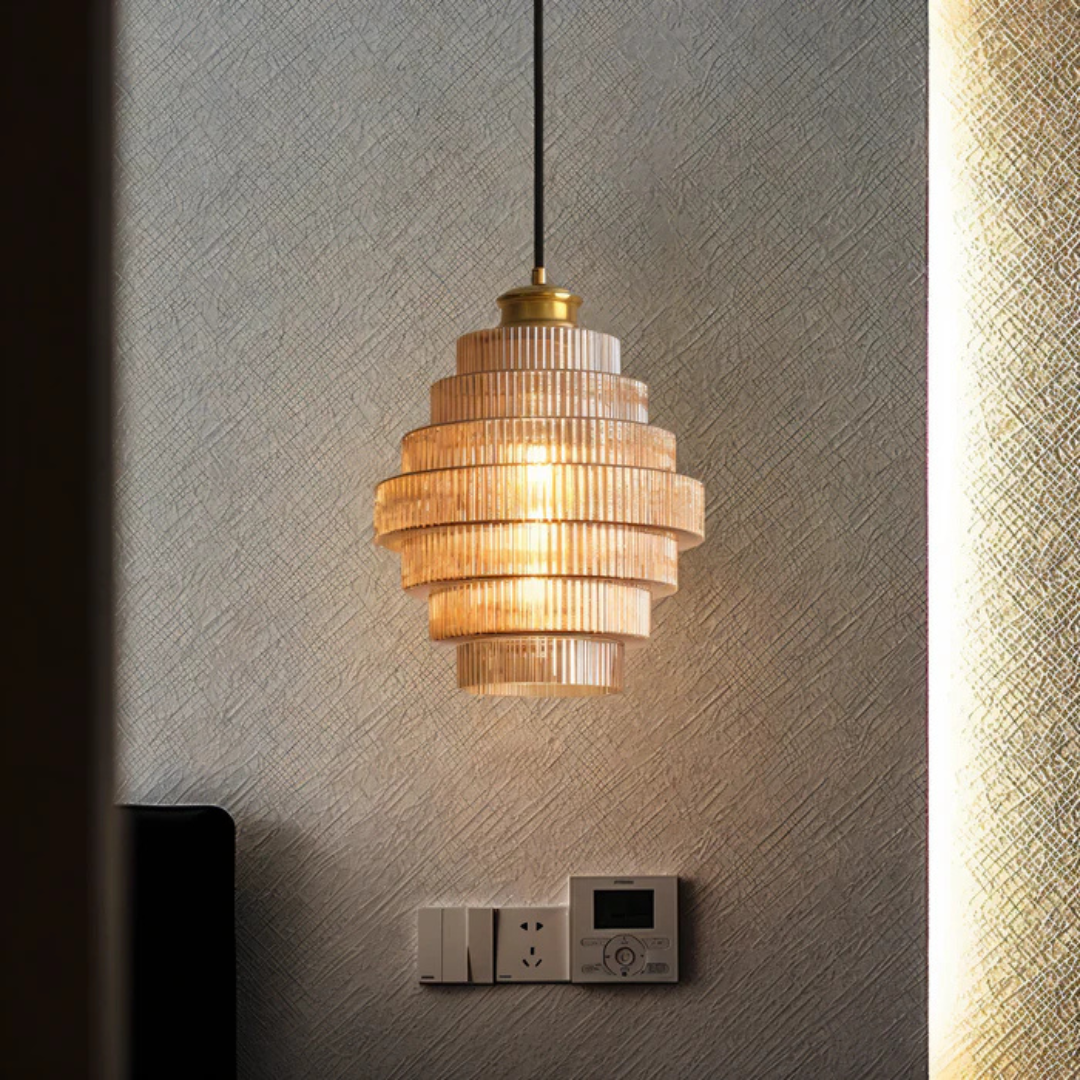 Retro Glass and Brass Pendant Lamp for Living Room or Dining Table