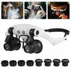 Headband Head Enlarger 8 Lenses LED Light Jeweler Glasses