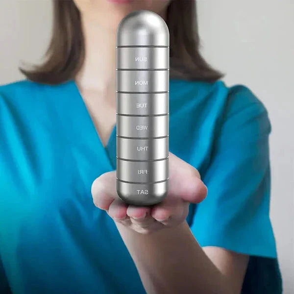 MediSafe Weekbox – Waterproof Aluminum Pill Organizer with 7 Compartments