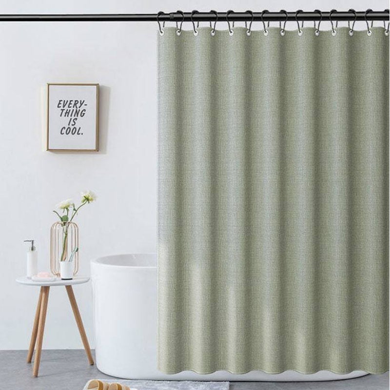 Light green linen shower curtain