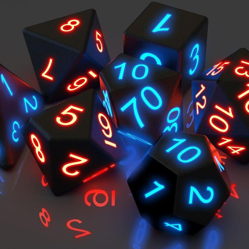 Polyhedral Glowing Dice Set (7 pcs)