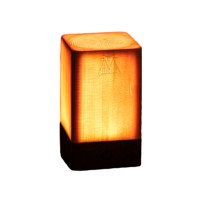 Cordless LED table lamp with rechargeable battery and touch control – Warm wood design for a cozy atmosphere