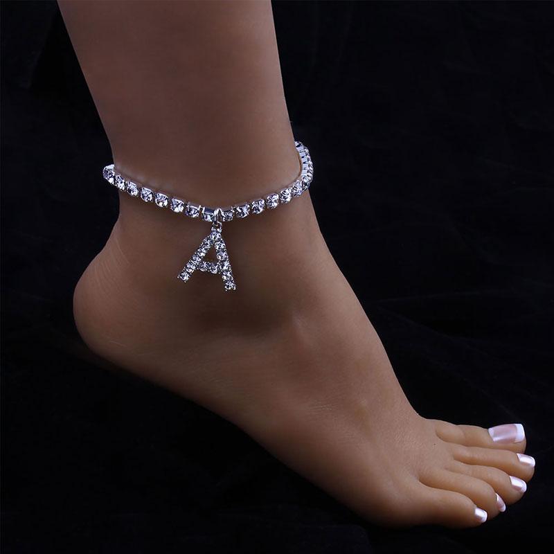 Rhinestone Letter Anklet