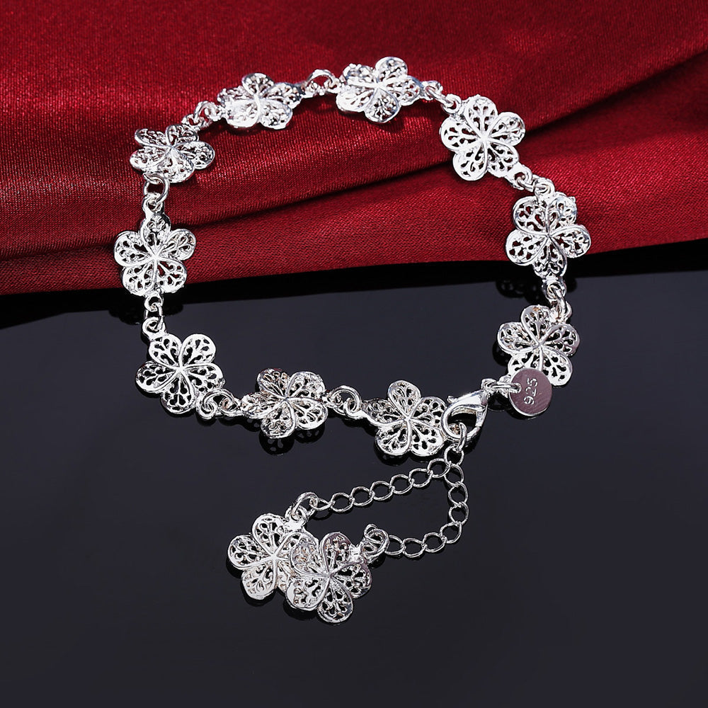 Elegant Silver Filigree Bracelet with Unique Links