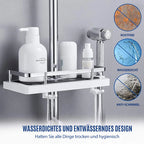 Shower rod storage shelf