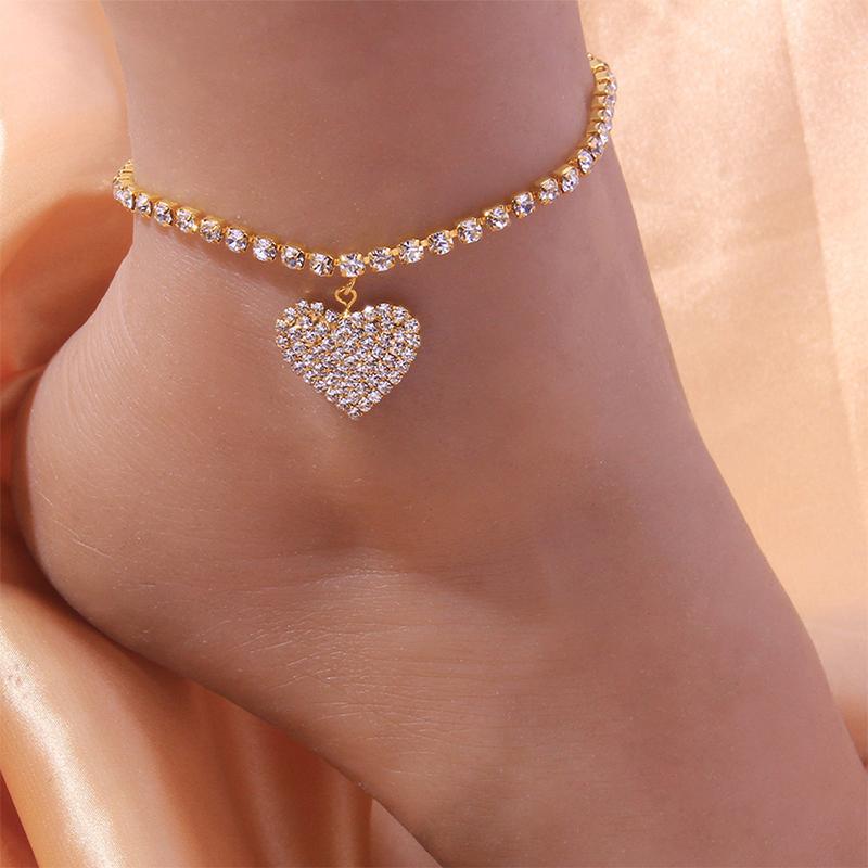 Fashion Heart Rhinestone Anklet