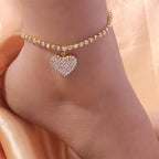 Fashion Heart Rhinestone Anklet
