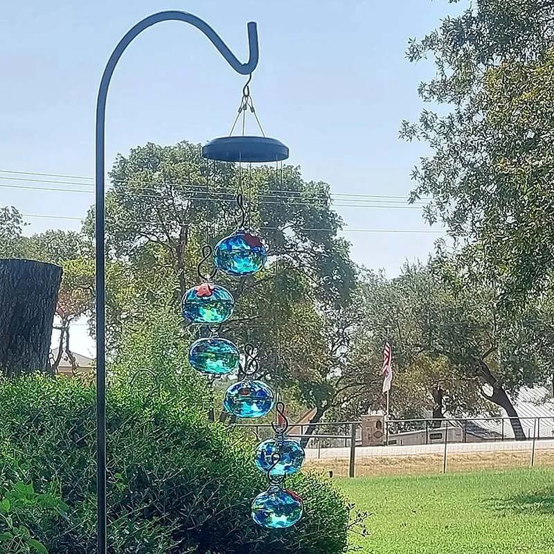 ChimeFeeder handcrafted glass hummingbird feeder with wind chime