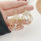 Crystal Lotus Three Ring Earrings