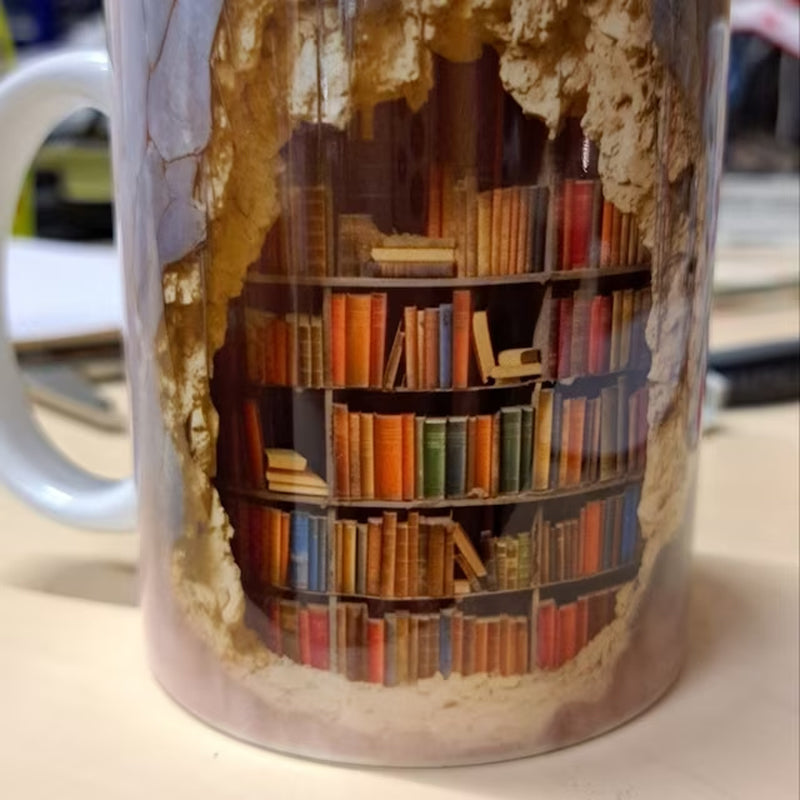 3D bookshelf mug