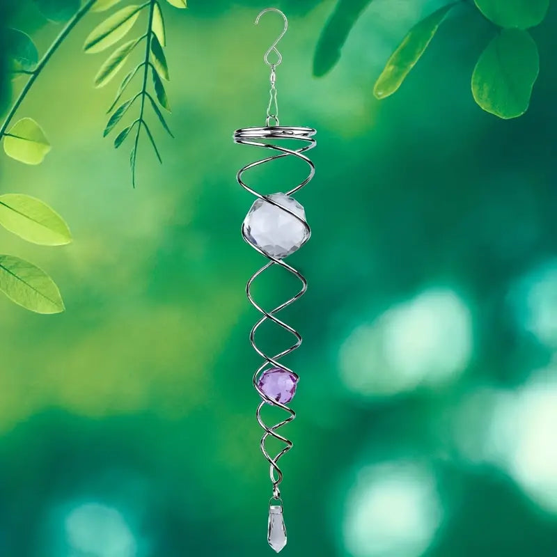 Wind Chimes Decor Crystal Gazing Ball Spiral Tail Wind Spinner Stabilizer