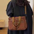 Single-colored Corduroy Tote Bag