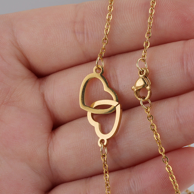 Two Hearts Necklace with Rotating Rose Gift Box
