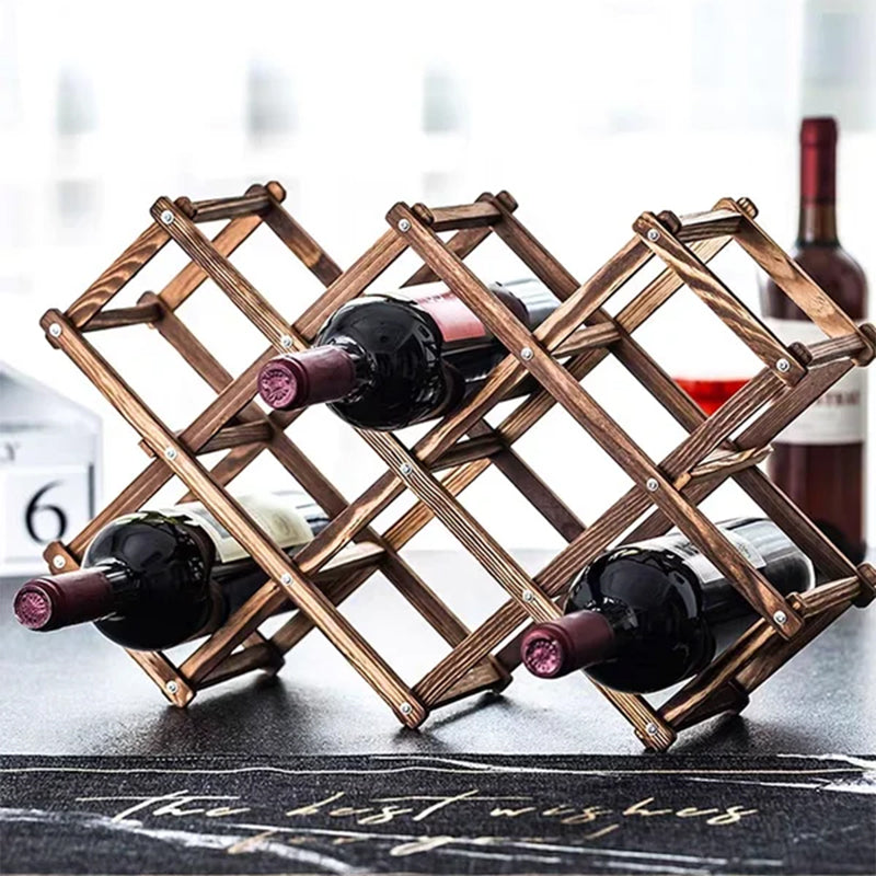 Folding Freestanding Wooden Wine Rack