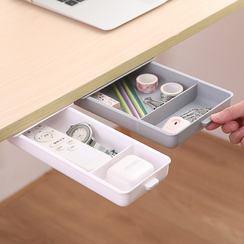 Concealed Under-Desk Storage Drawer with Push-to-Close Design