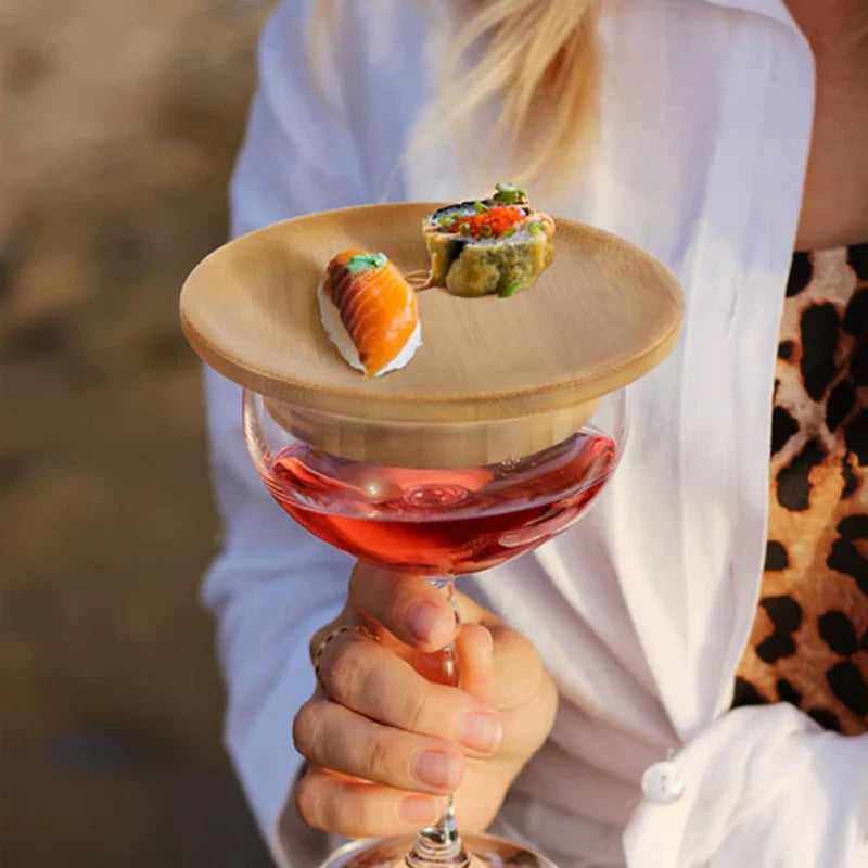 Wine glass for sausage platter